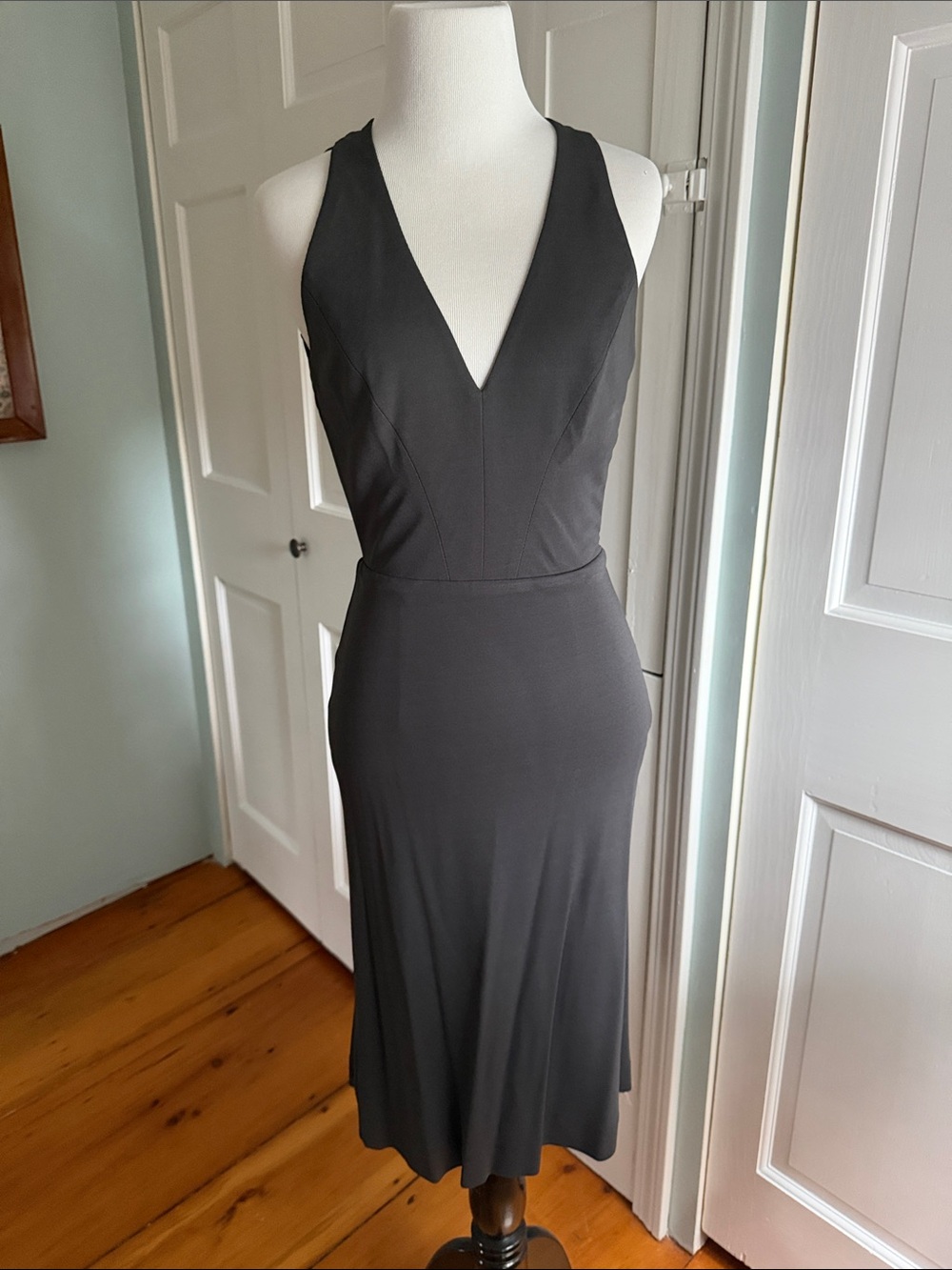 Classic Graphite V-Neck Sleeveless Dress